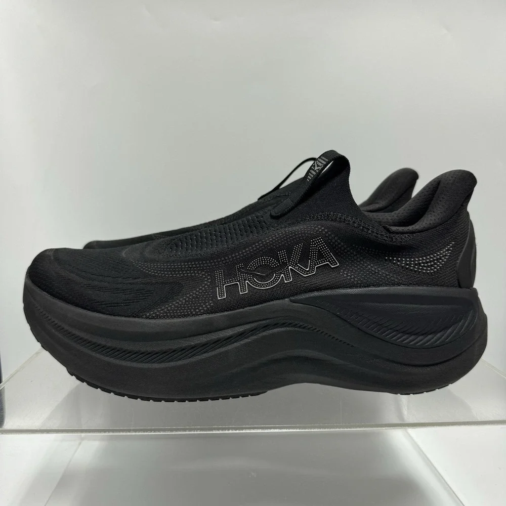 Hoka Skyward Laceless Triple Black 1168876 BBLC running Shoes Men's Size 12